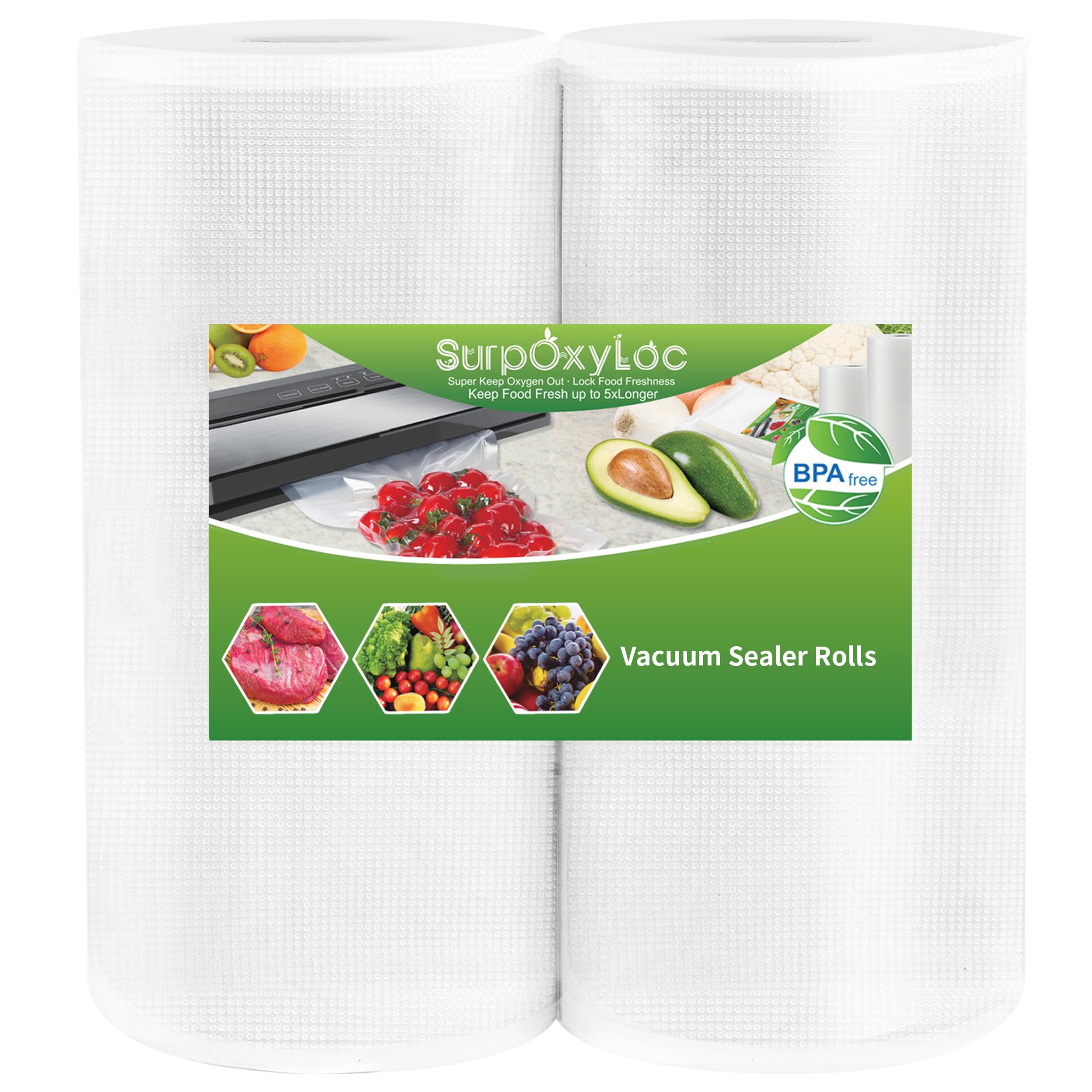 SurpOxyLoc 2 Rolls 20x1500cm Vacuum Food Sealer Bags Rolls,BPA and LFGB Free,Vacuum Freezer Bag,Compatible with Any Vacuum Sealer(Total 3000cm)