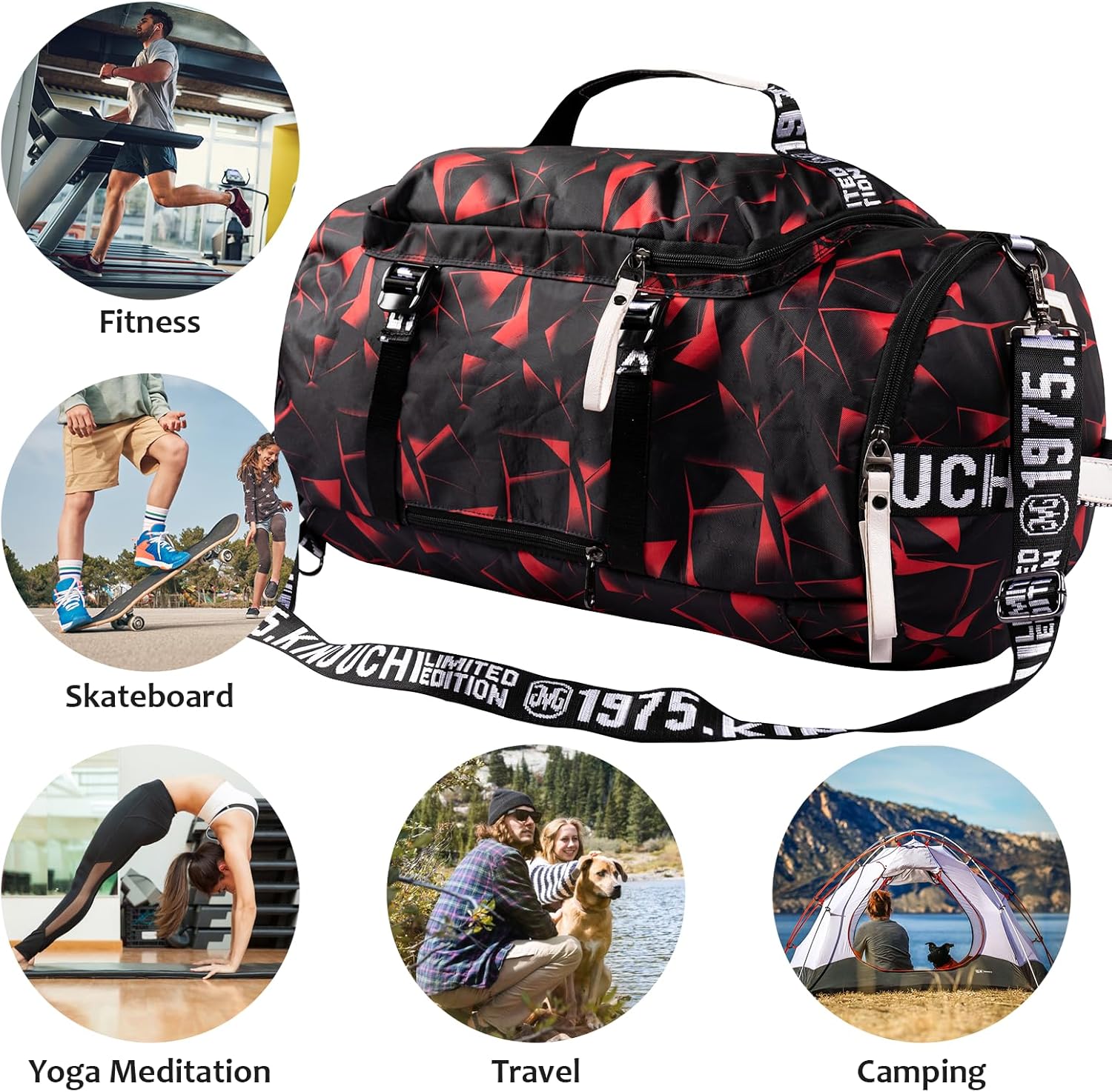Gym Sport Bag Backpack Duffle Bag Weekender Bag Waterproof Travel Sling Bag Casual Daypack for Men and Women - Image 4