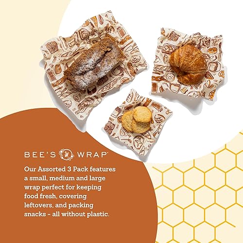 Miniatura 5 de Bee's Wrap Envolturas de cera de abeja para alimentos, hechas en Estados Unidos, reutilizables y orgánicas, envoltura para sándwiches y cubiertas