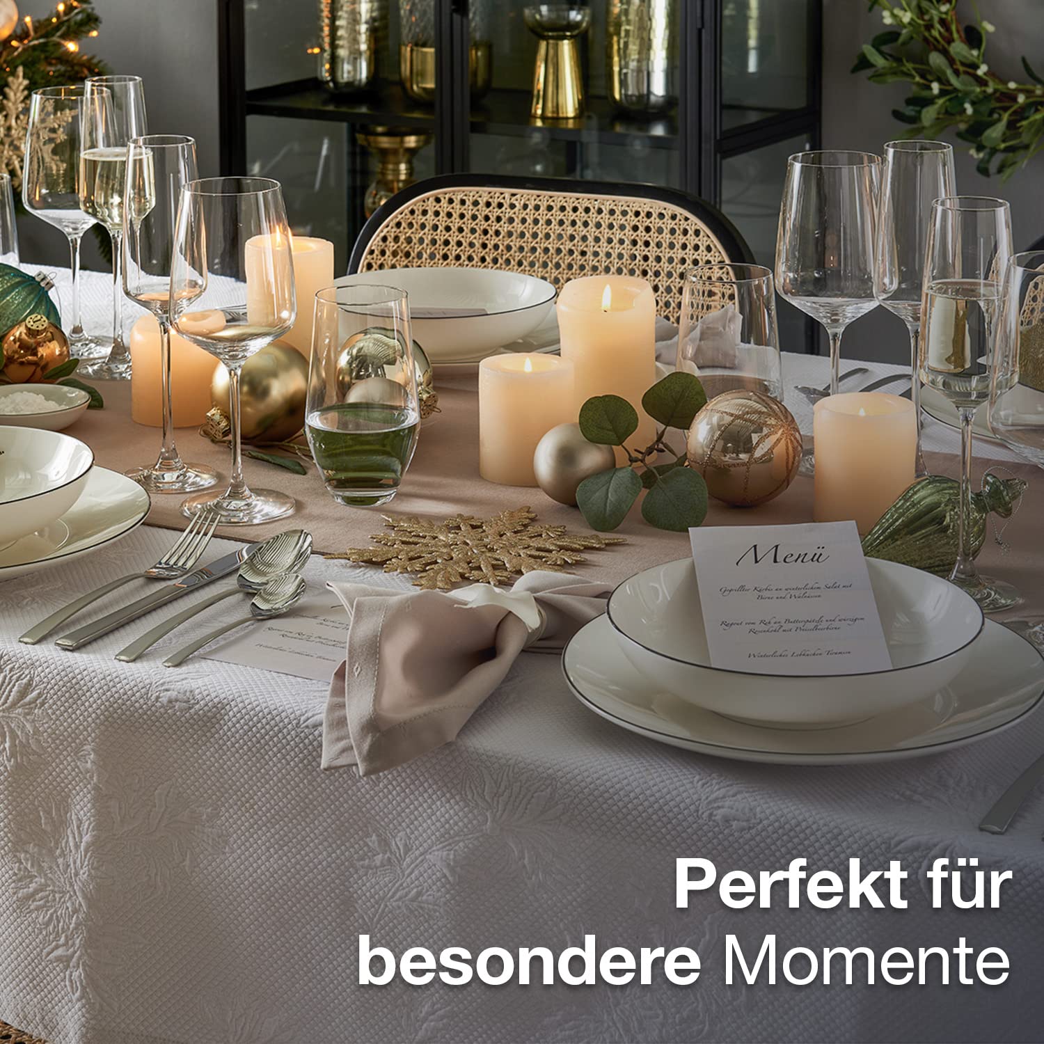 Peill+Putzler Germany, Kaffeeservice für 6 Personen aus hochwertigem Porzellan, 18-teiliges Geschirrset in weiß mit schwarzem Rand, 6x Dessertteller, 6x Kaffeetassen, 6x Kaffeeuntertassen