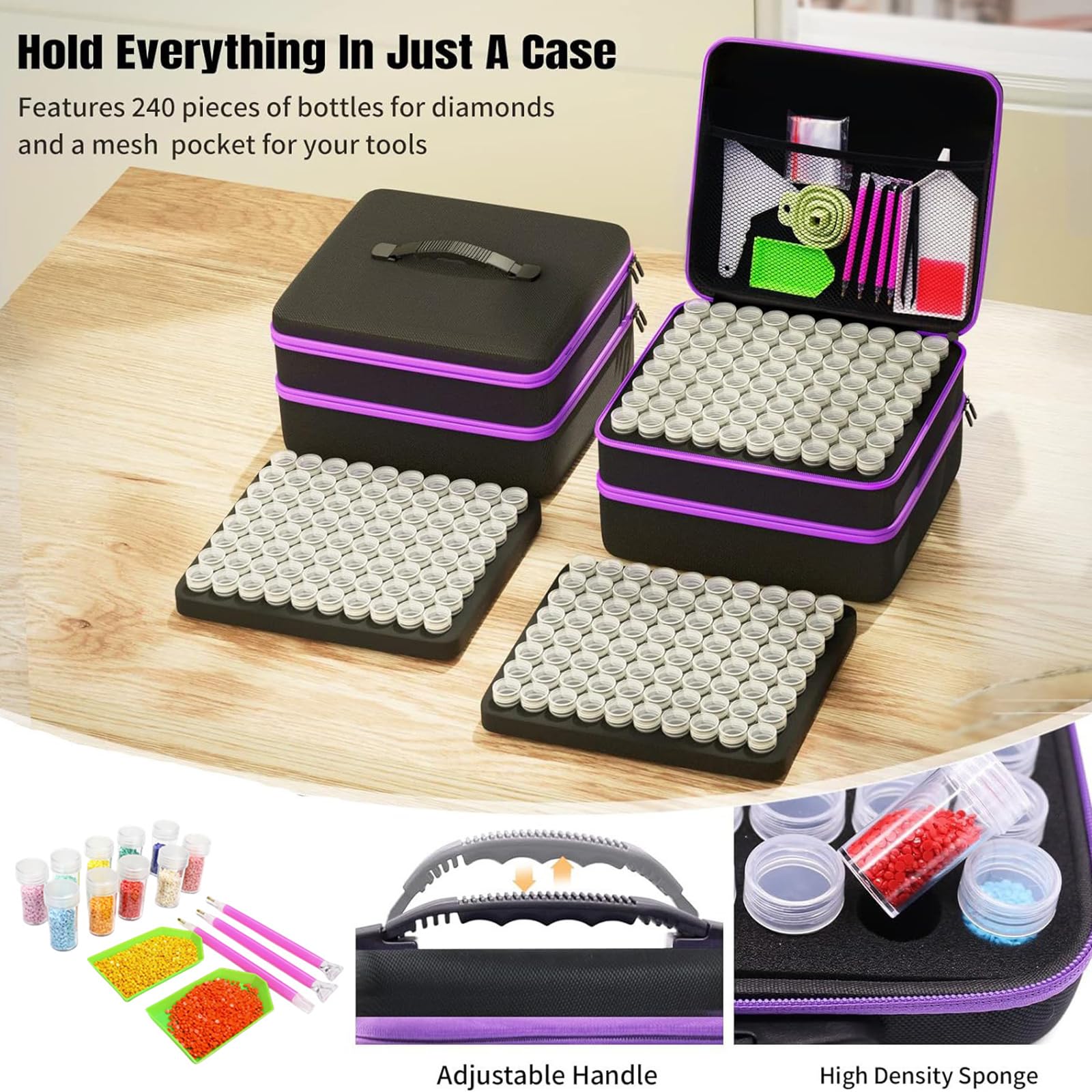 RATSTONE Diamond Painting Kit,240 Pezzi Di Bottigliette,Con Scatola,Imbuto,Adesivi e Altri Accessori,Adatto Per La Pittura a Diamante,La Conservazione,Ecc.