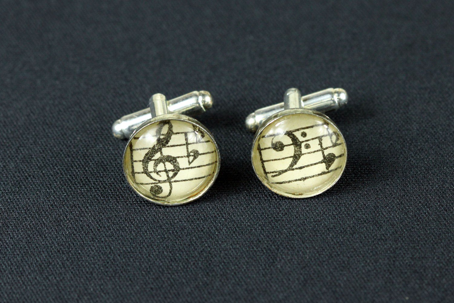 Miniblings Musica Chiave di Violino Clef Gemelli - Fatto a Mano Ho gemello Bottoni della Camicia Gemelli Mi Bella Scatola di Legno Incluso - Nota Chiave di Violino Clef