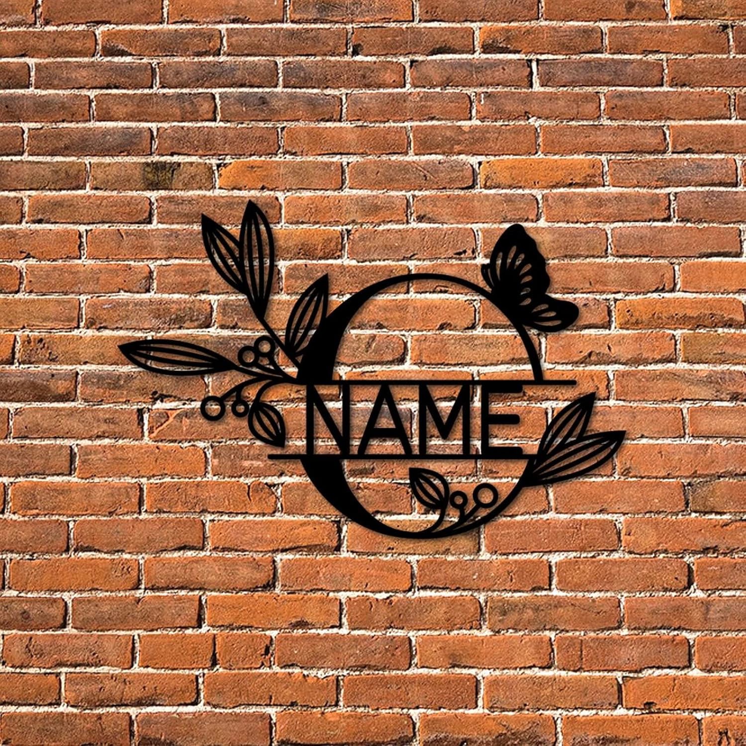 Last Name Sign Butterfly Monogram Alphabet O Customized Monogram Letter Aluminum Plaque Indoor Outdoor Vintage Bright Easy Install Housewarming Gifts Happy Black 24inch