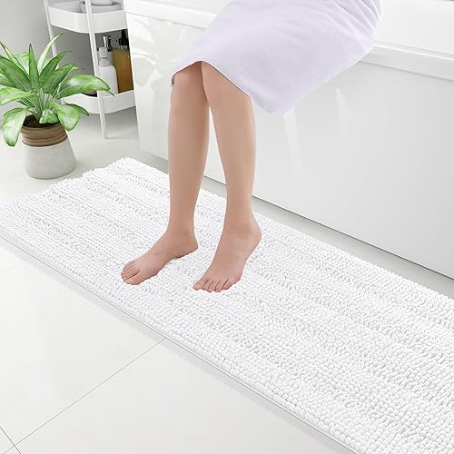 Miniatura 115 de Grandaily - Alfombras de baño de felpilla a rayas, extragruesas y absorbentes, antideslizantes, con fibras largas y suaves, lavables a máquina, para