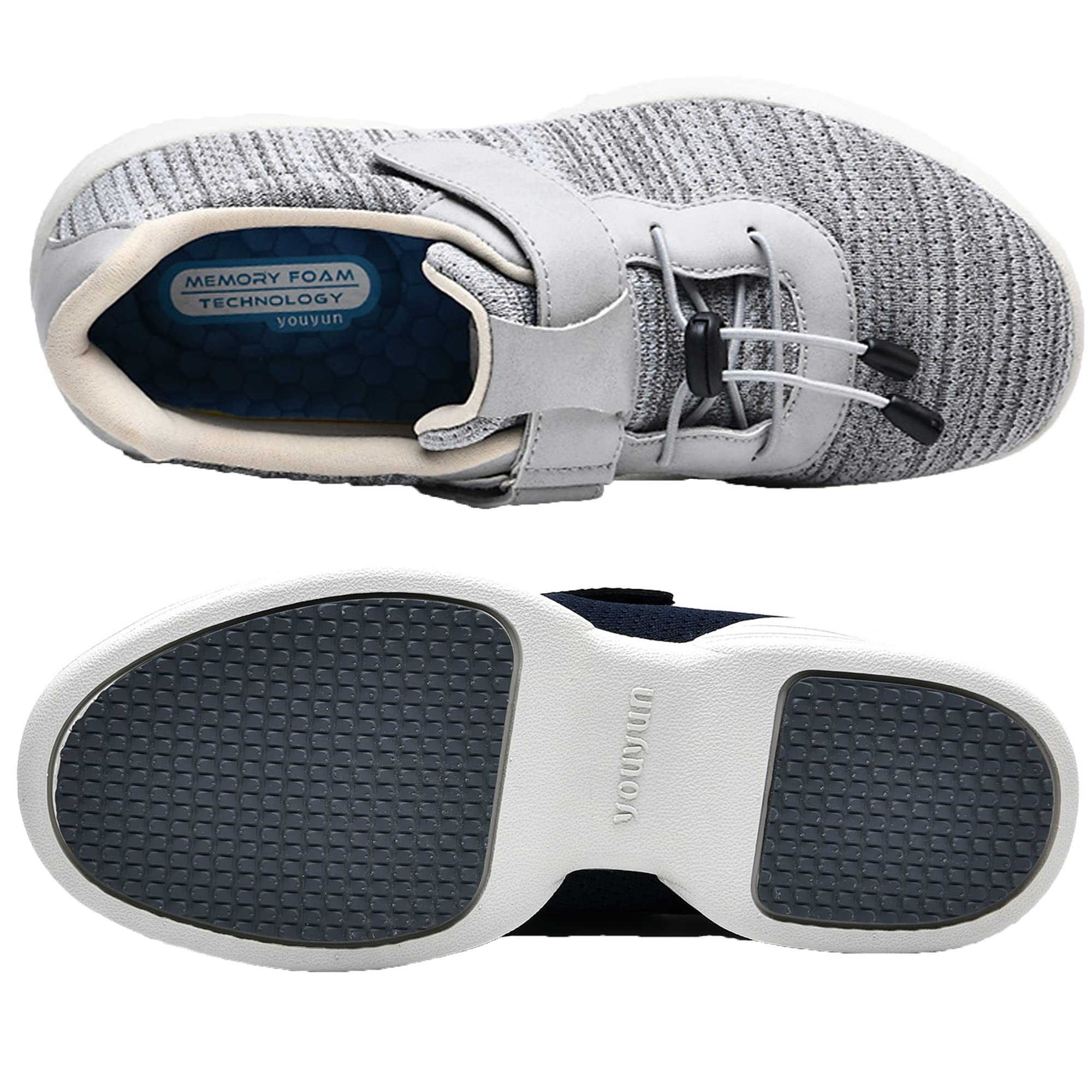 Zapatos para Diabéticos para Mujer Zapatillas Extra Anchas para Pies Hinchados Zapatos Antideslizantes para Caminar Zapatillas para Ancianos con Edema Informales Ajustables