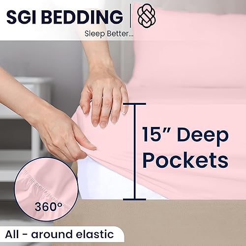 Vista 75 de SGI Bedding Sábana bajera ajustable King de 32 pulgadas, con cabezal flexible, solo 100% algodón egipcio, 1000 hilos, sábana bajera ajustable