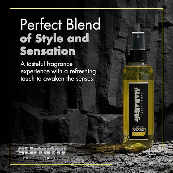 Gummy Professional Lemon Eau de Cologne 400ML - After Shave Traditional Inspired Barber Cologne - Lasting Fresh Bright Lemon Citrus Fragrance - Alcohol Based Cooling Formula for Post Shave Care