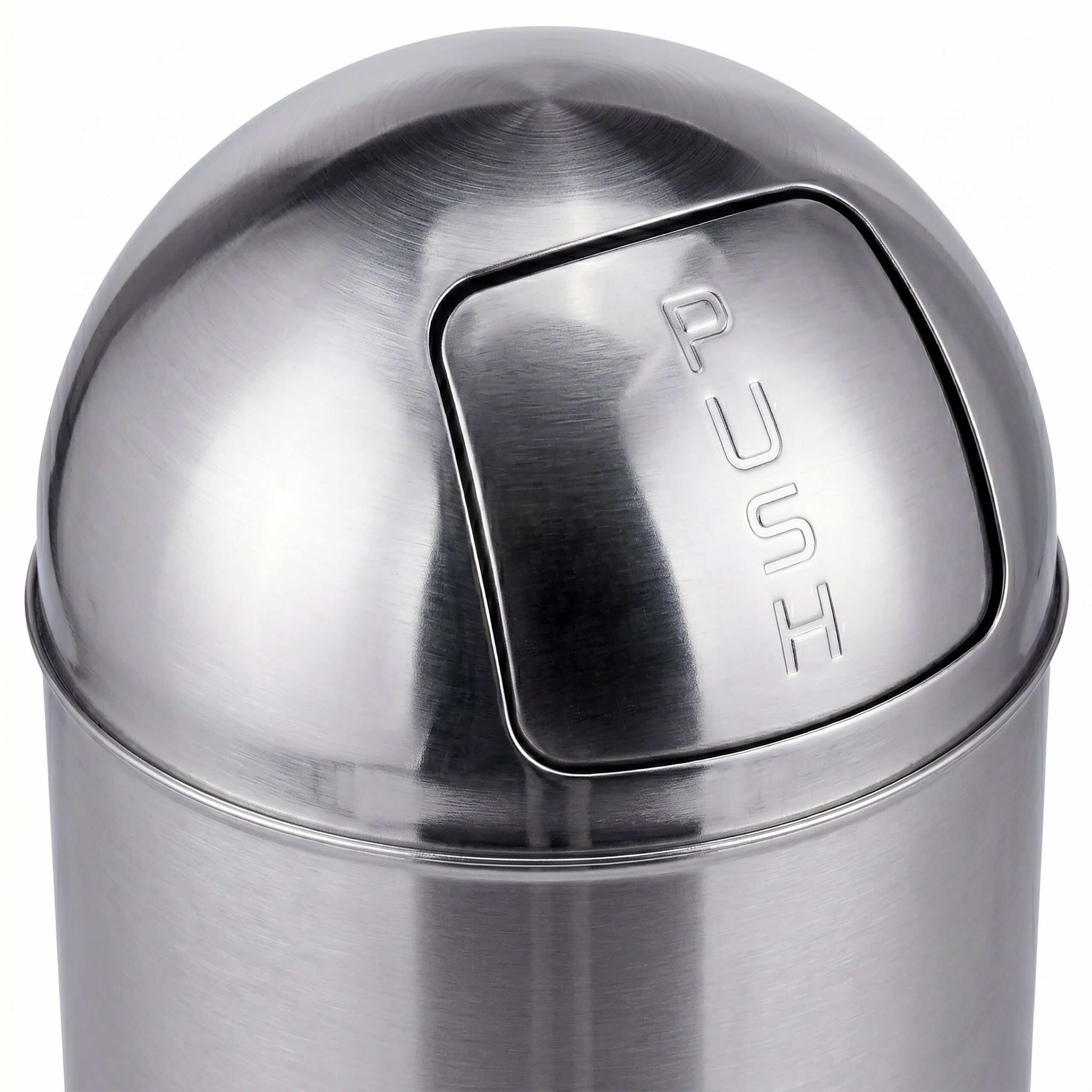 Relaxdays Mülleimer, 70 Liter, Push-Deckel, Edelstahl, entnehmbarer Inneneimer, Küche, Badezimmer, Abfalleimer, silber