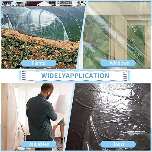 Miniatura 8 de Paquete de 20 paños de plástico para pintura, lona de plástico desechable para pintura, pintura impermeable, cubierta de plástico transparente,