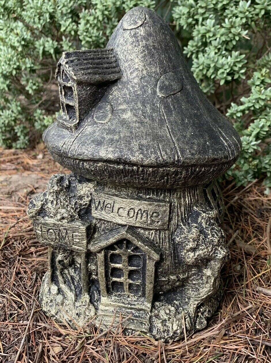 J And L Stone Ornaments Gold Stone Garden Mushroom Fairy Leaf House Ornament Gift