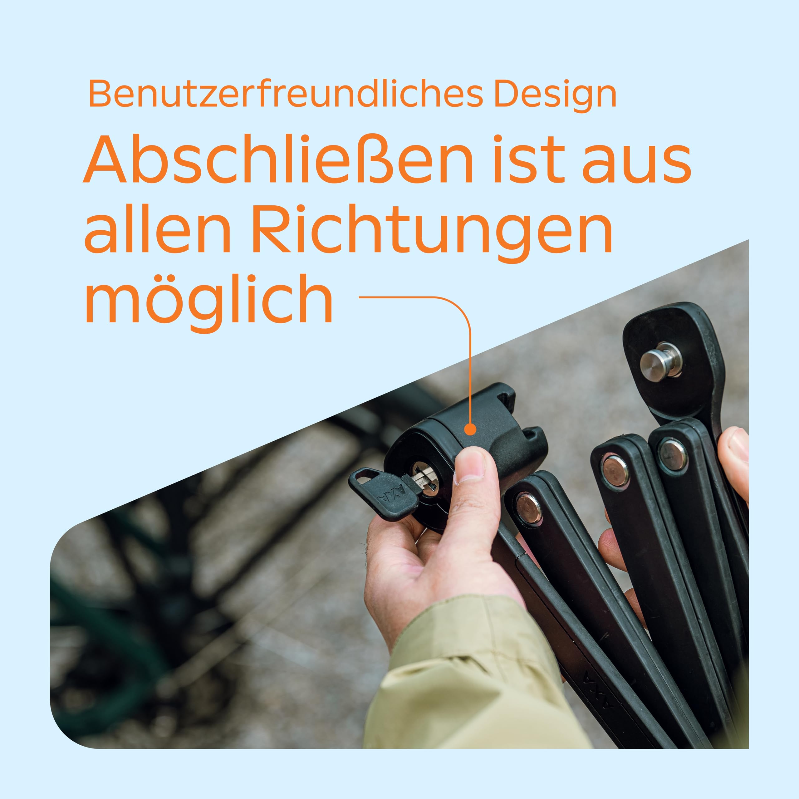 AXA Fold 130 Antivol Pliable – Longueur 130 cm – Niveau de sécurité 9 – Support avec Compartiment pour étiquette de Suivi – avec 2 clés