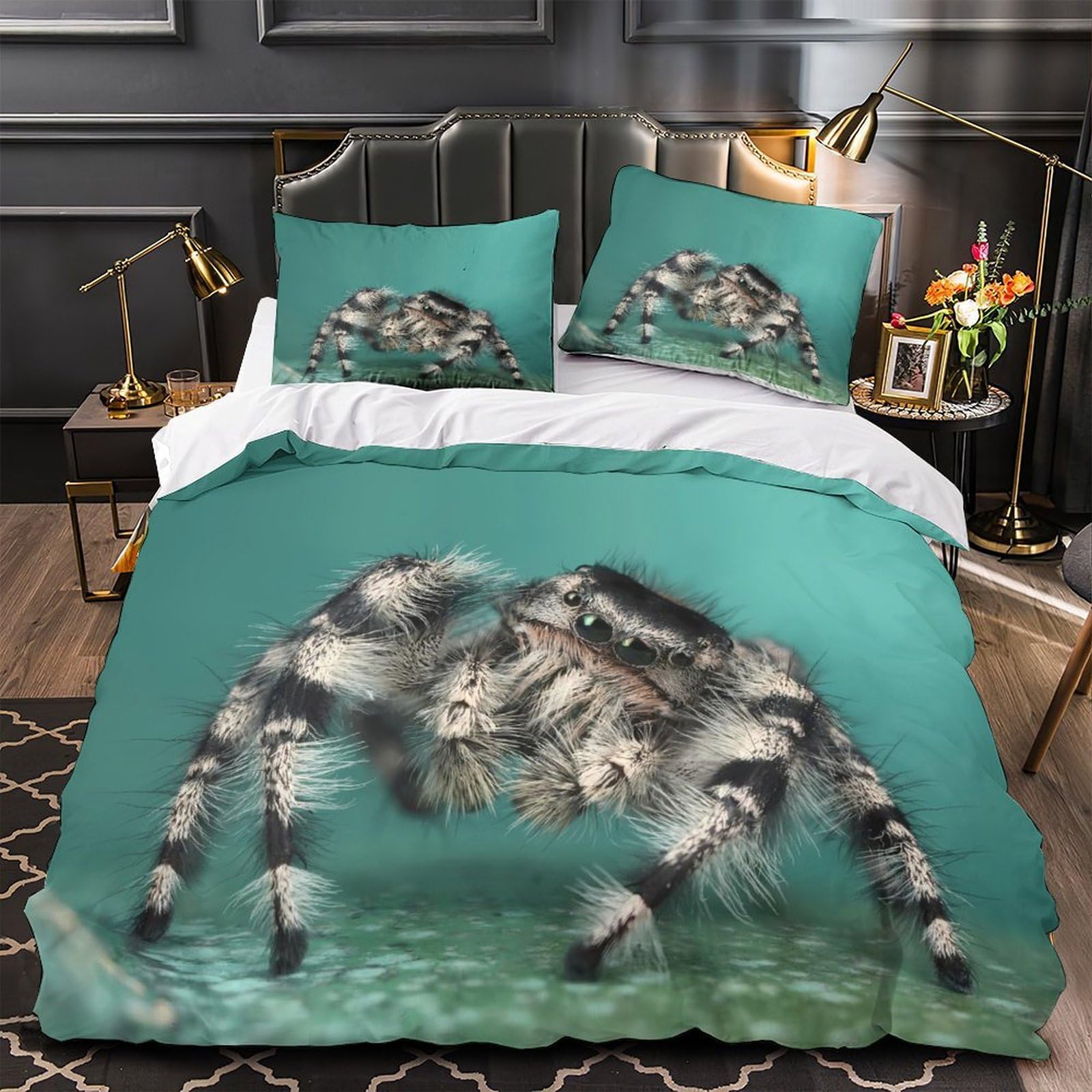Housse de couette araignée sauteuse microfibre ultra douce zip