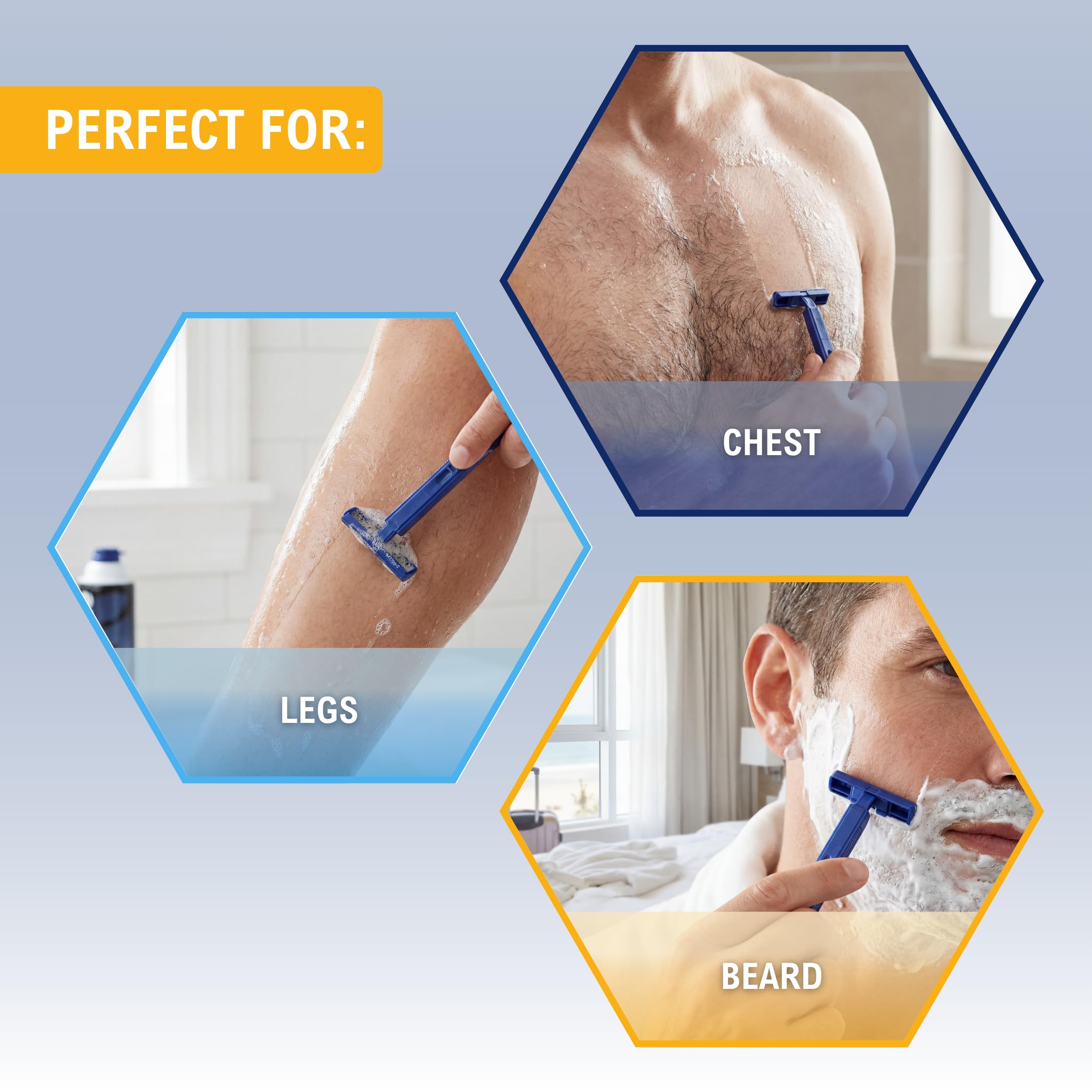 MED PRIDE Las maquinillas de afeitar desechables | 50-paquete | doble las láminas y de fácil agarre para max control y suavidad | unisex, suave y cómodo cuidado de afeitar para hombres y mujeres