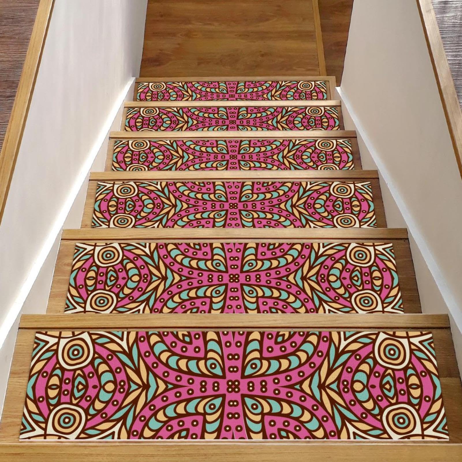 Tapis de couloir d'escalier d'intérieur ethnique pour marches en bois