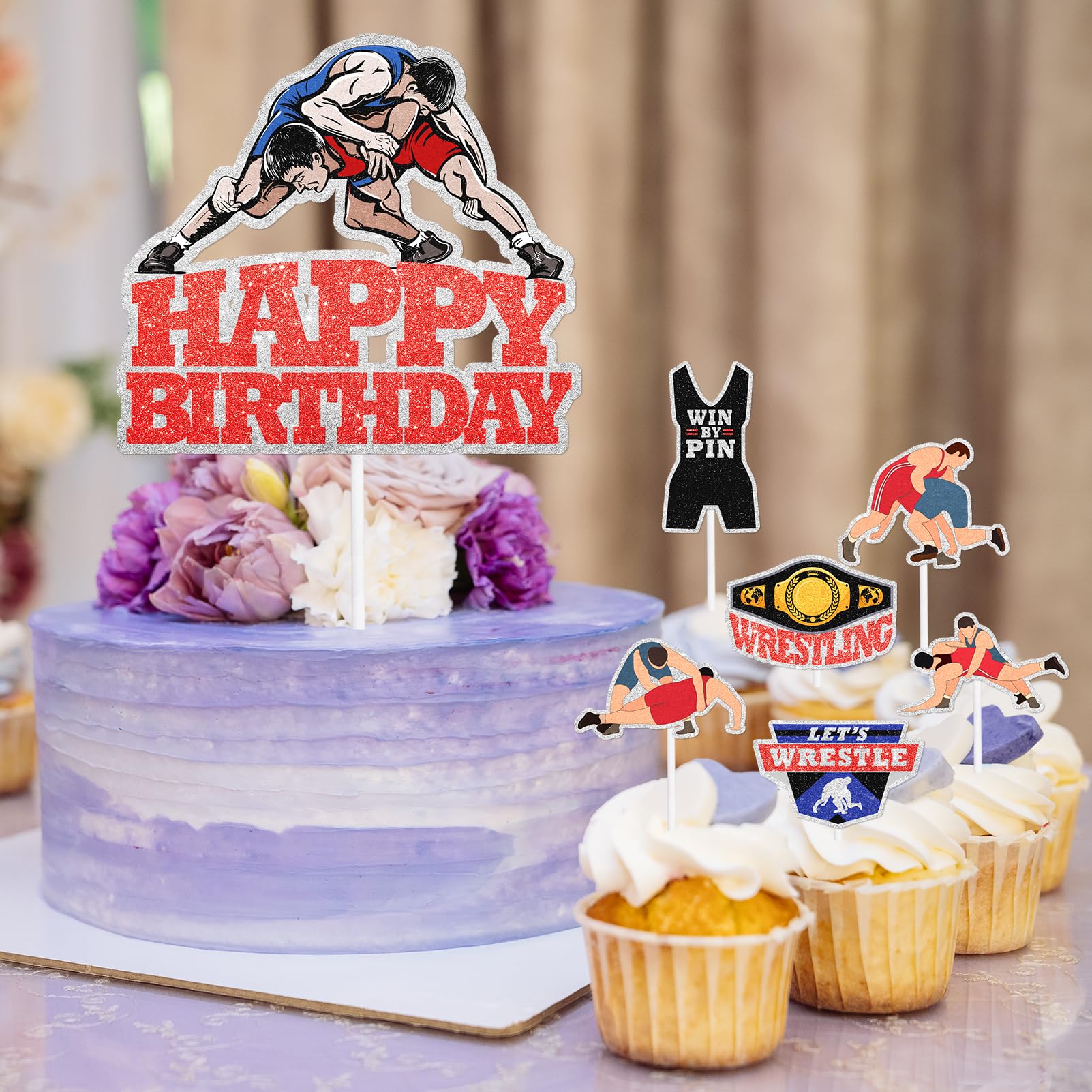 Wrestling Kuchen-Topper Für Geburtstagsparty – Glitzernd, 5 Zoll, Für Jungs & Männer