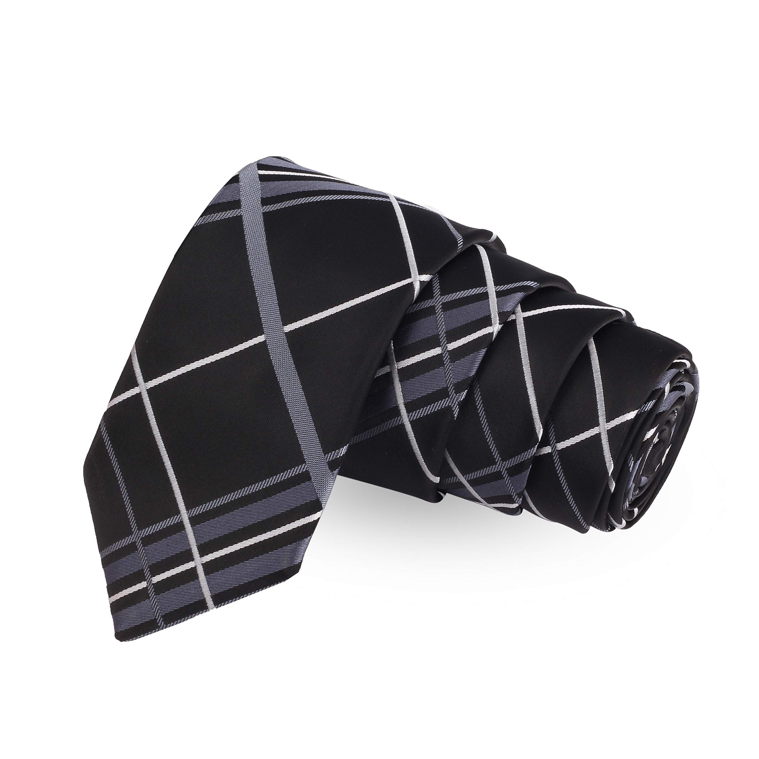 peluche Refined Check Black Colored Microfiber Necktie For Men-picture-19