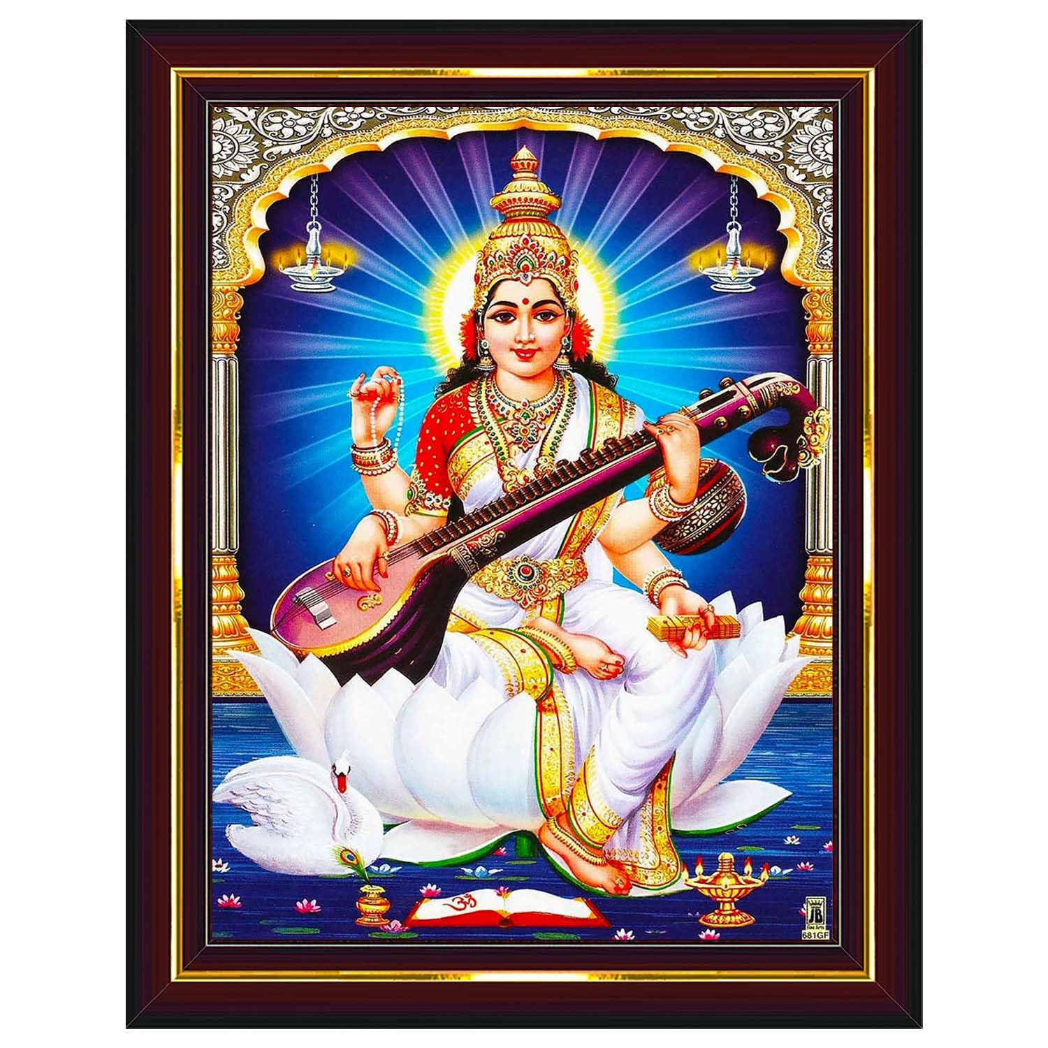 Saraswati Devi Wall Painting - Framed Home Decor -8