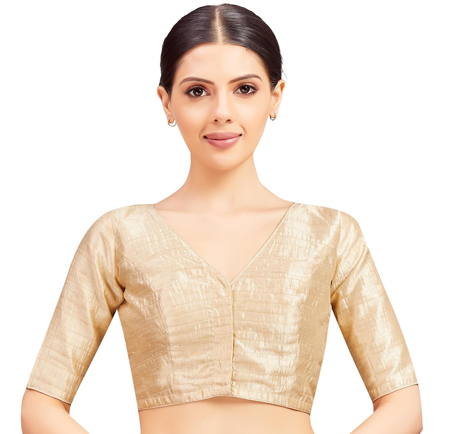 Studio Shringaar Women Readymade Raw Silk V Neck Saree Half Sleeve Blouse - Review, Price and Buying Guide
