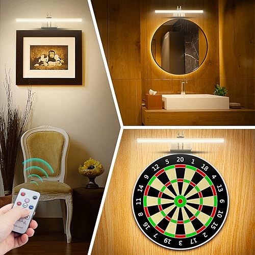 Miniatura 4 de Luz de imagen, 13 pulgadas, funciona con pilas, para pinturas, exhibición remota de metal, luz artística con temporizador y regulable para pintura