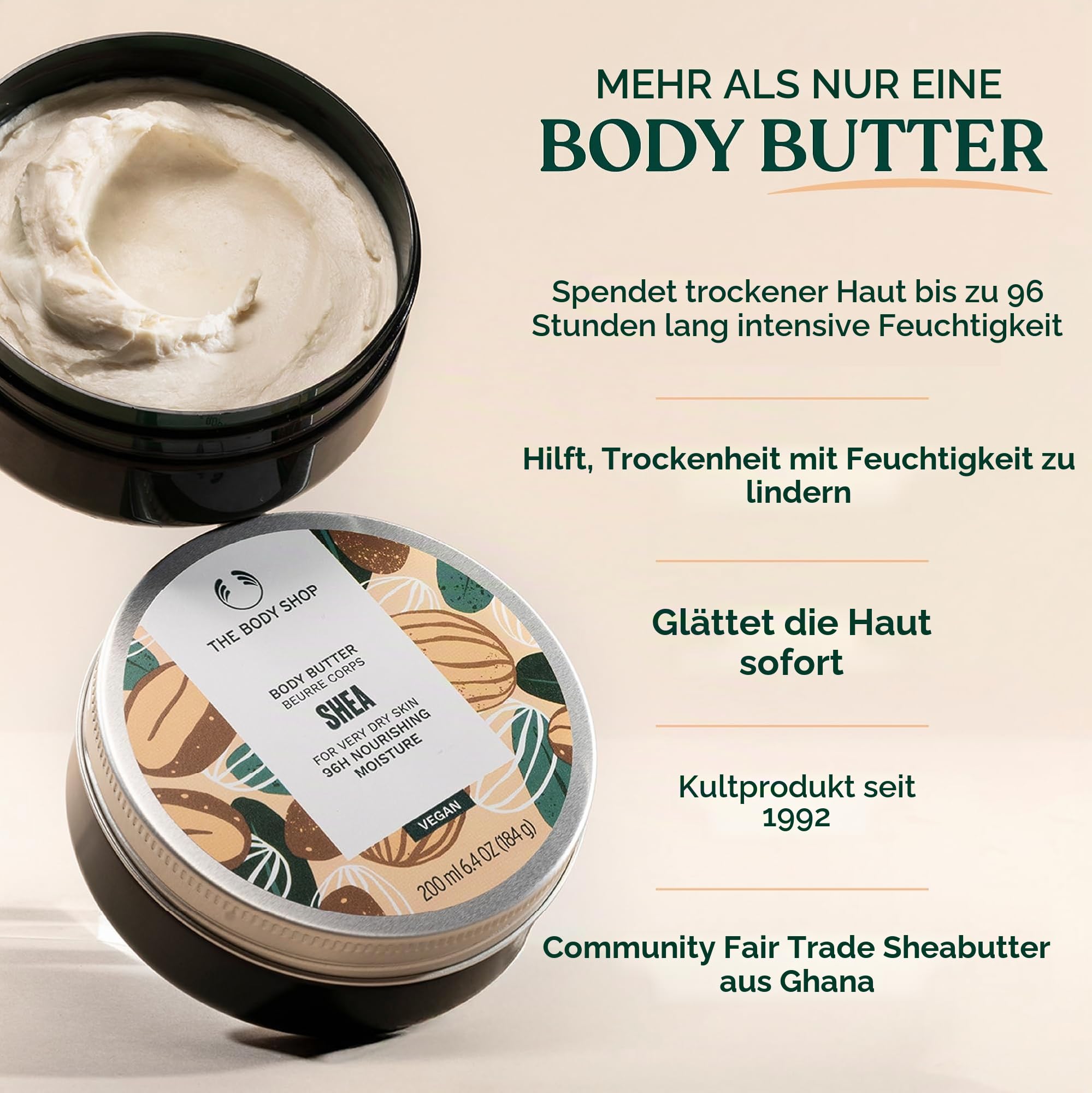 The Body Shop Shea Body Butter/Körperbutter für Sehr Trockene Haut große 400ml