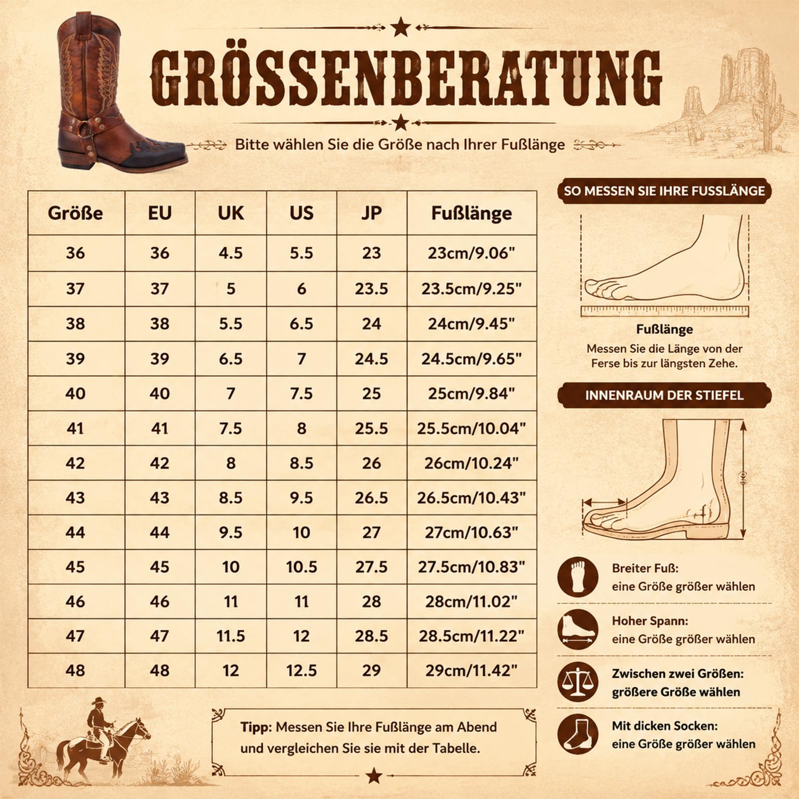Generisch Cowboystiefel Herren Damen Leder, Cowboyboots Westernstiefel Cowboy Stiefel Klassisch Mittelalter Schuhe Winter Reitstiefel Cow Boy Western Stiefeletten Hoch Lederstiefel Festival