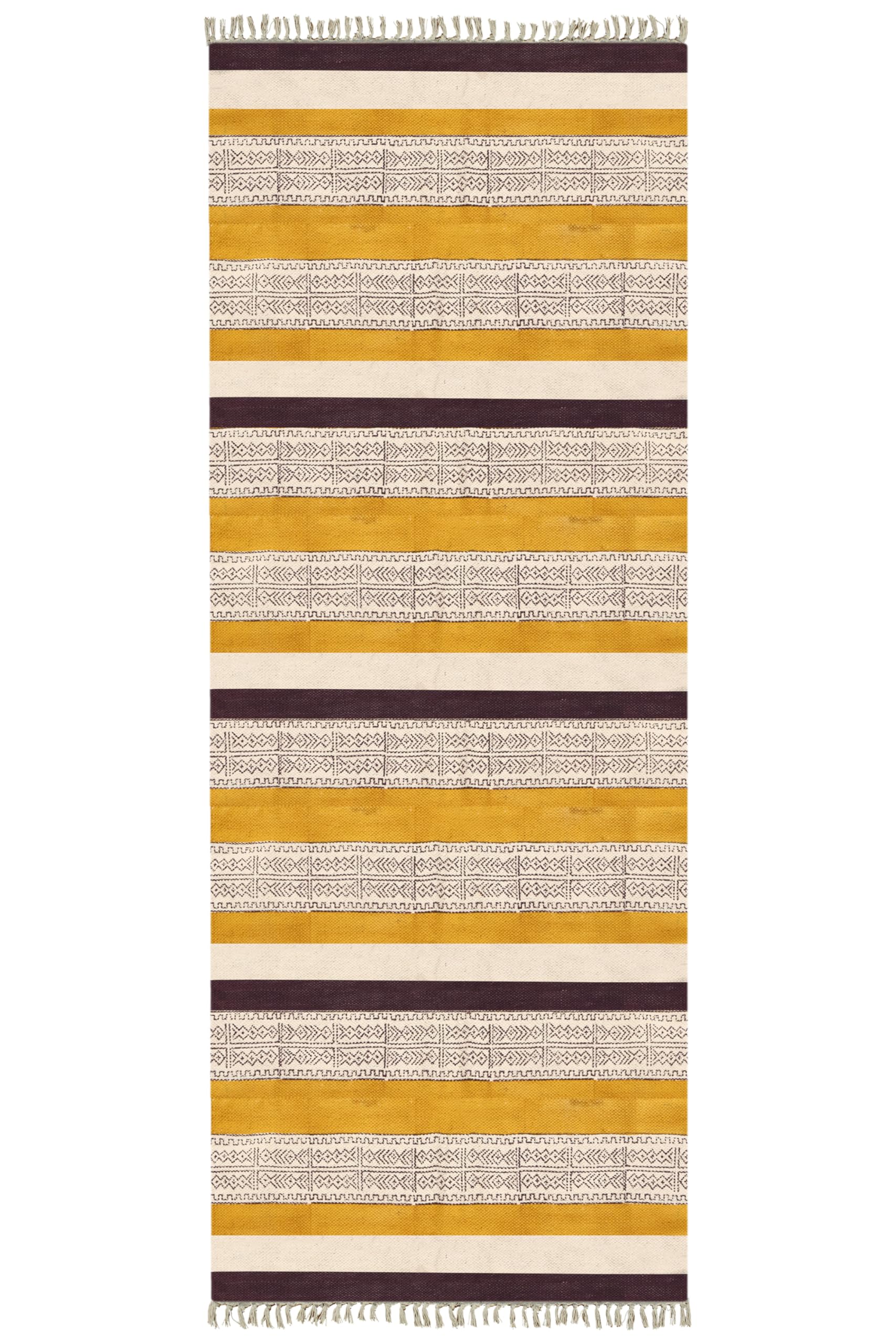 Ręcznie drukowana bawełna 4 x 10 kilim bieżnik żółto-brązowy wzór w paski ręcznie zmywalny chodnik o grubości 0,5 cm boho do wewnątrz na zewnątrz płaskie dywany na korytarz, schody, korytarz