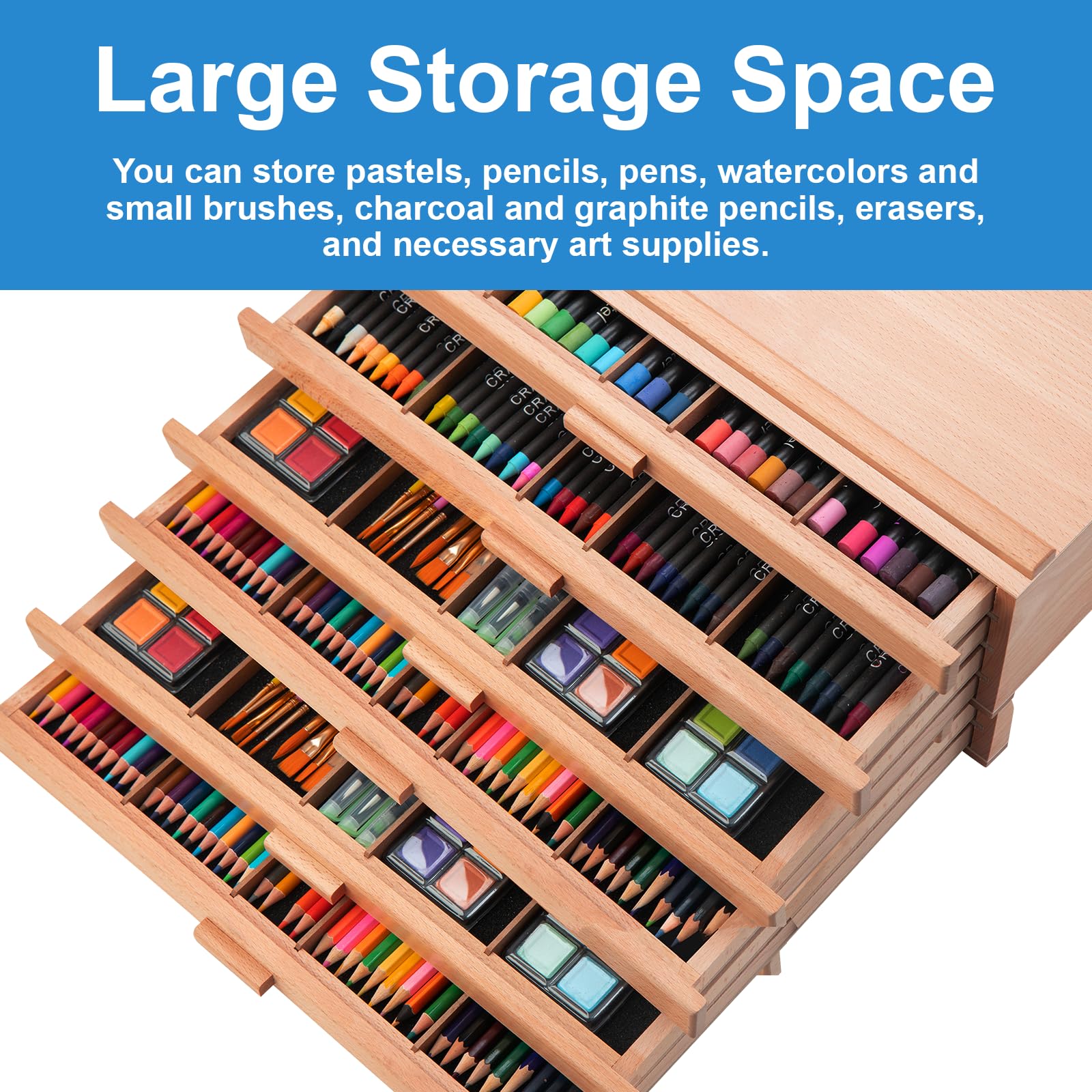 Amazon.com: Falling in Art 6 Drawer Wooden Pastel Storage Box