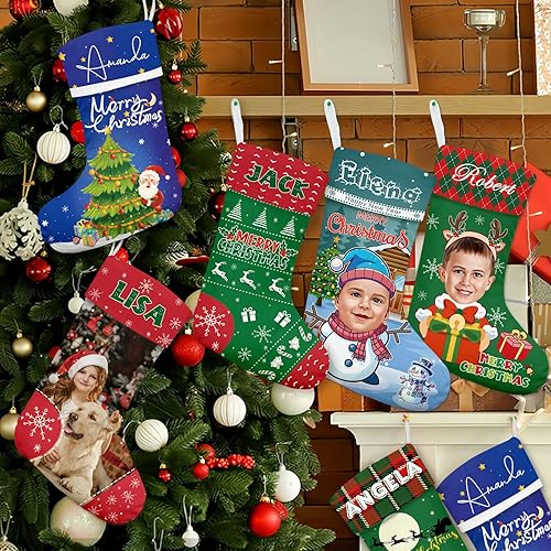 Miniatura 6 de CUSTOM STEWARD Calcetines de Navidad personalizados, regalos de adorno de Navidad, carga tu imagen, crea medias para familia, niños, amantes,