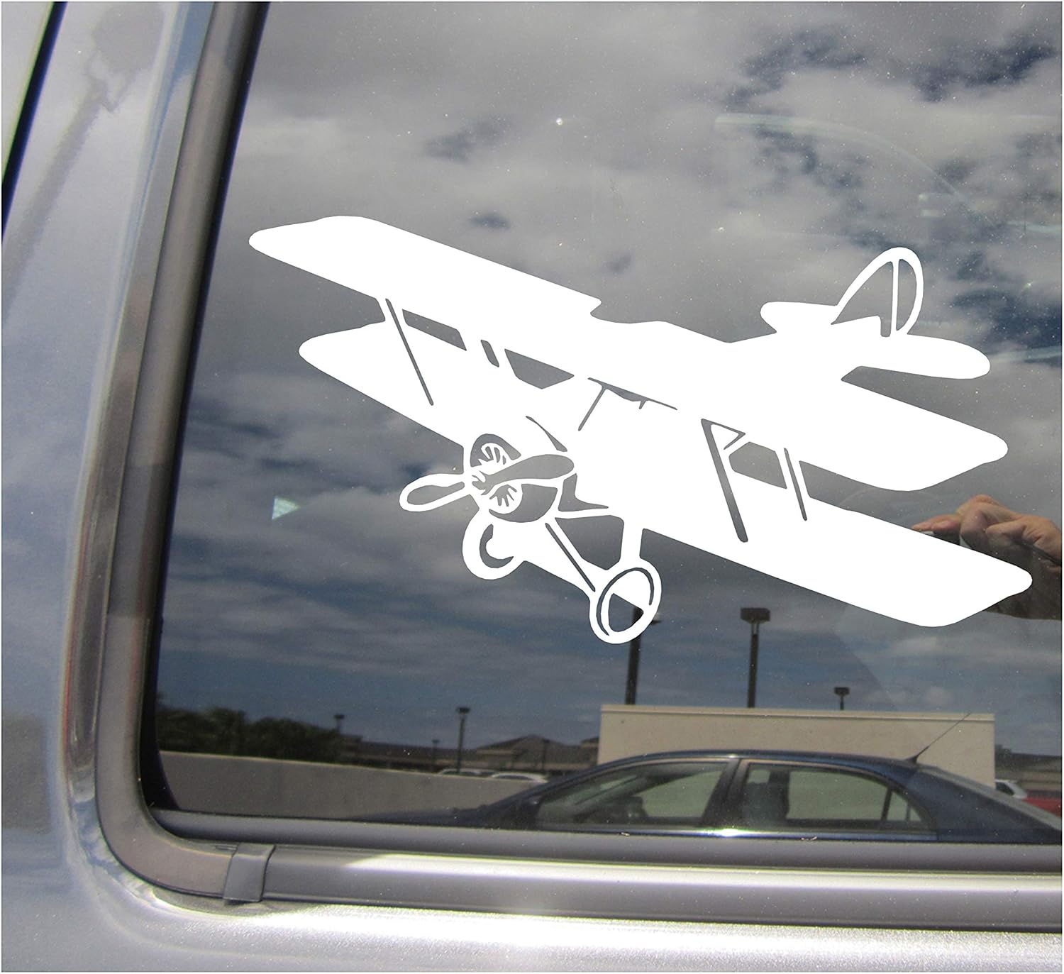 - Biplane - Fixed Wing Aircraft Aviation Pilot Wright Brothers - Cars Trucks Moped Helmet Hard Hat Auto Automotive Craft Laptop Vinyl Decal Window Wall Sticker 10237
