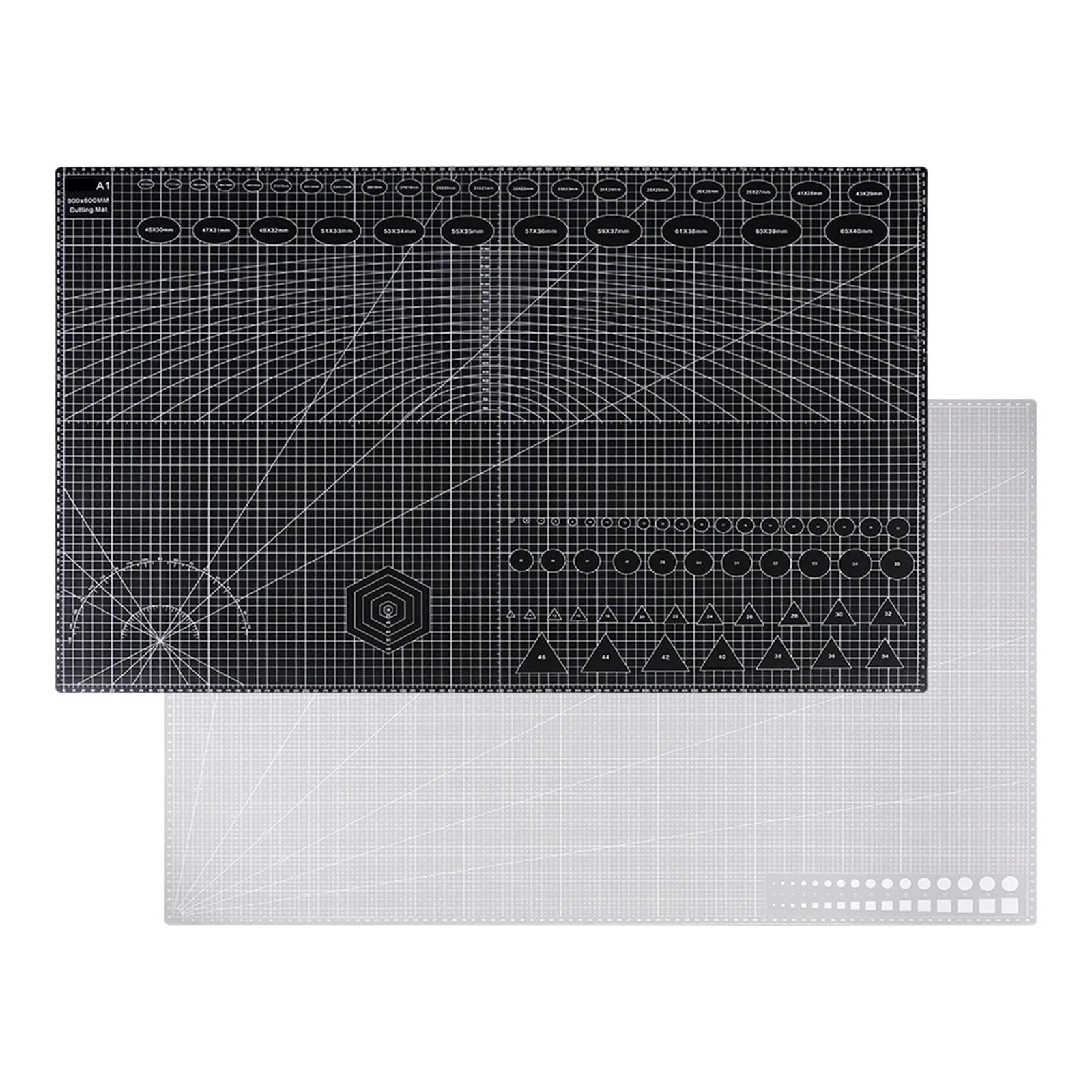 Tappetino da taglio artigianale rotante, tappetino in PVC A1 35,43 x 23,62 pollici nero con grigio
