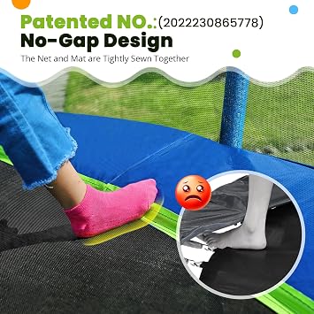 Zupapa 1800LBS Capacity No-Gap Design 16 15 14 12 10FT Trampoline with Safety Enclosure Net and Non-Slip Ladder 10-Year Quality Assurance Perfect for Kids Family Outdoor Backyard Fun