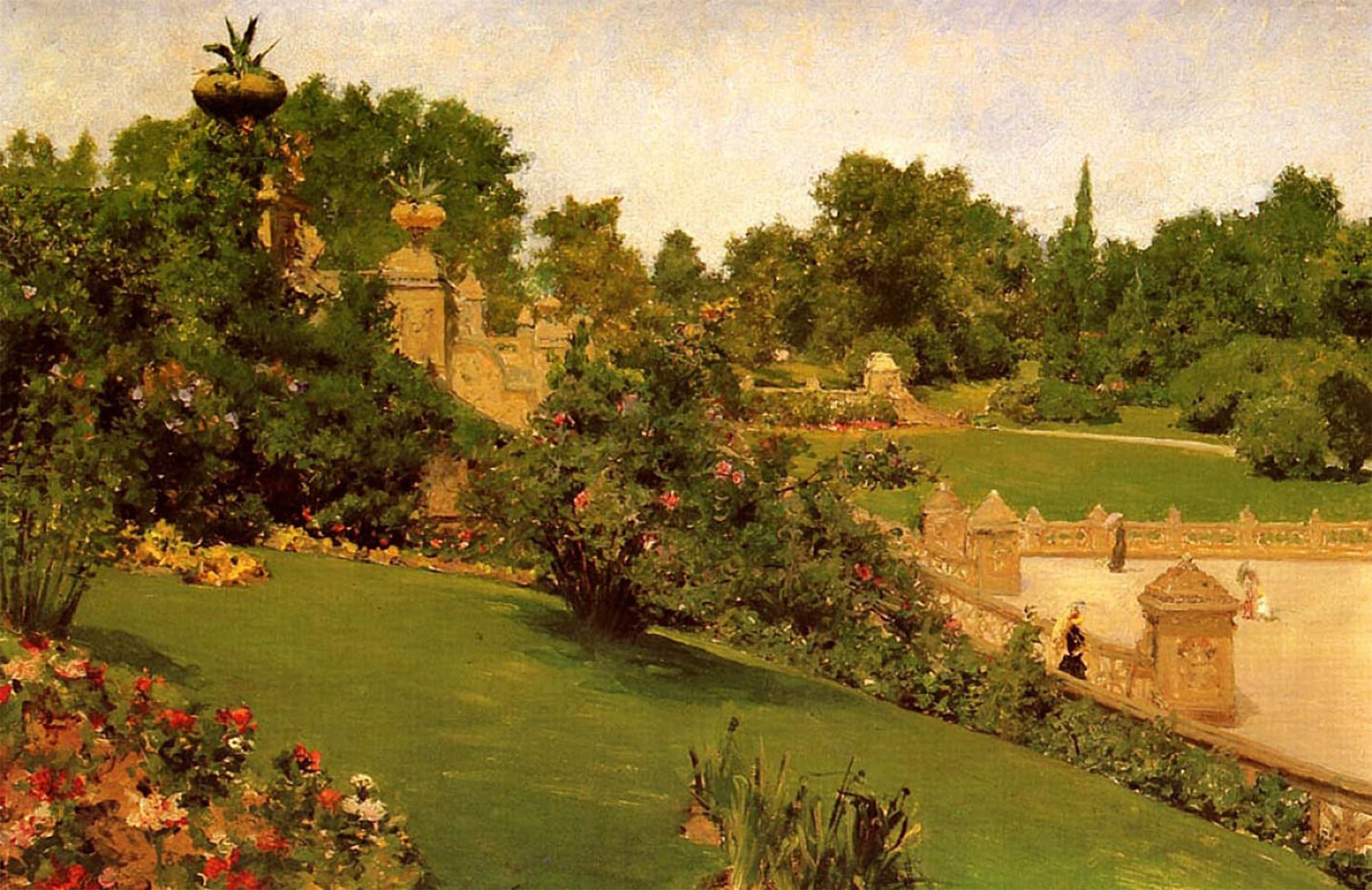 Lienzo clásico de Terraza en el Malln de William Merritt para pared 60x90cm 5