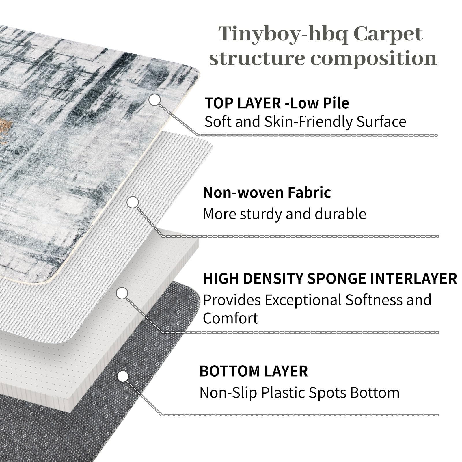 Tinyboy-hbq Tappeti dal design moderno per soggiorno, a pelo corto, per soggiorno, camera da letto, grigio (200x 300 cm, Grigio/Oro)