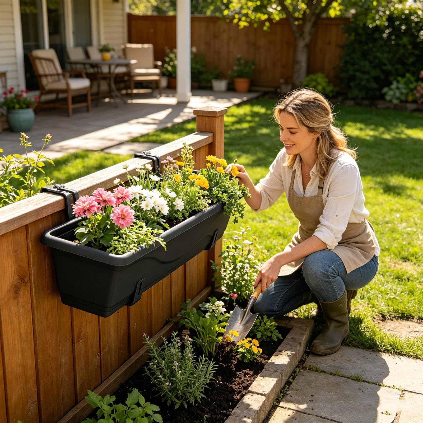 Lot de 4 supports pour jardinière en acier inoxydable