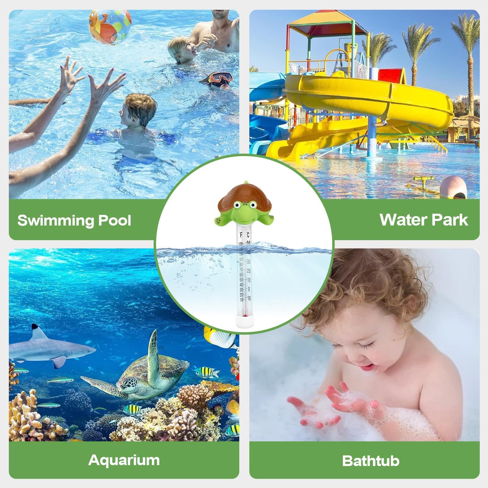 Termometro Per Piscina Tartaruga Termometro Galleggiante Animale Con Grande Schermo Design Forma Animale Resistente agli Urti E all'acqua Per Stagni Pesci E Bacini Giardino Esterno