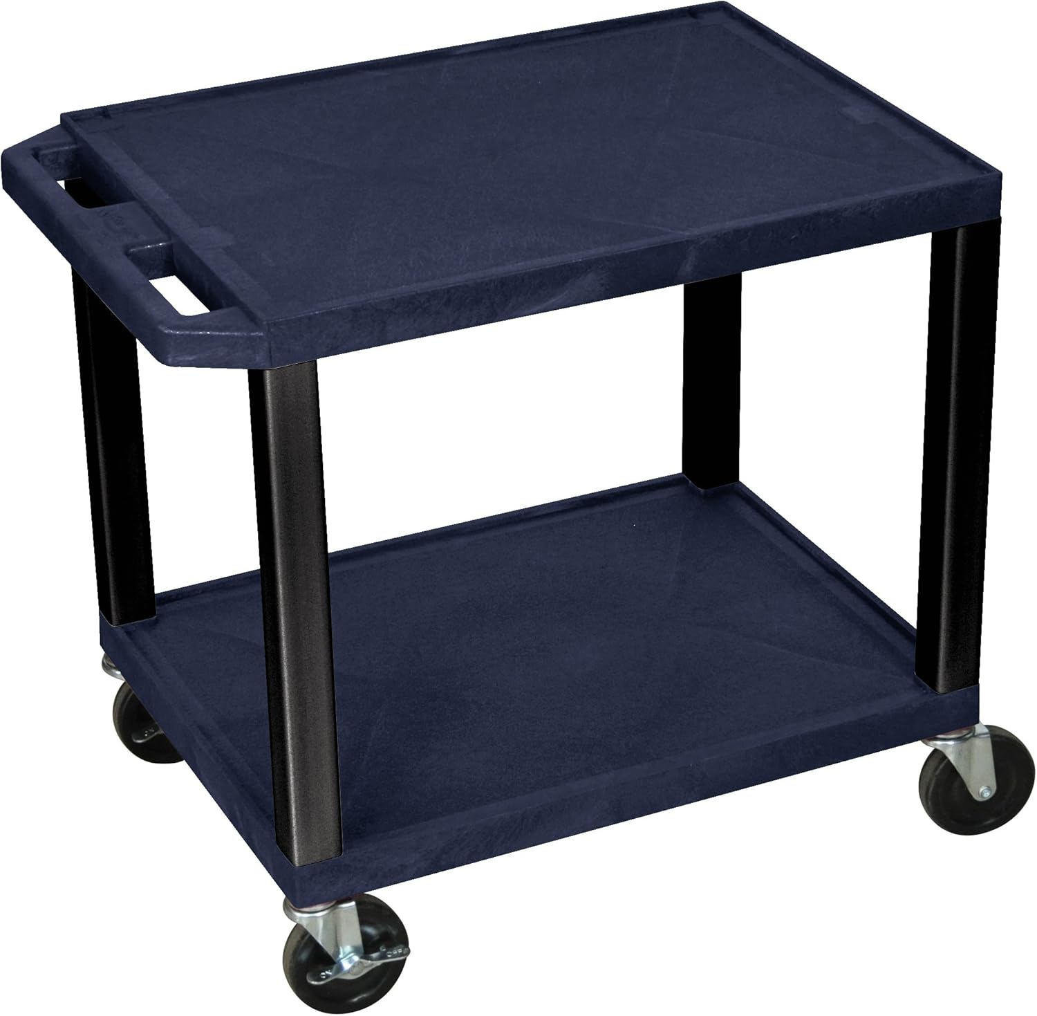 Offex 3 Flat Shelves Storage Structural Foam Plastic Utility Cart Black 35.25" W x 24" D x 33.5" H, Black