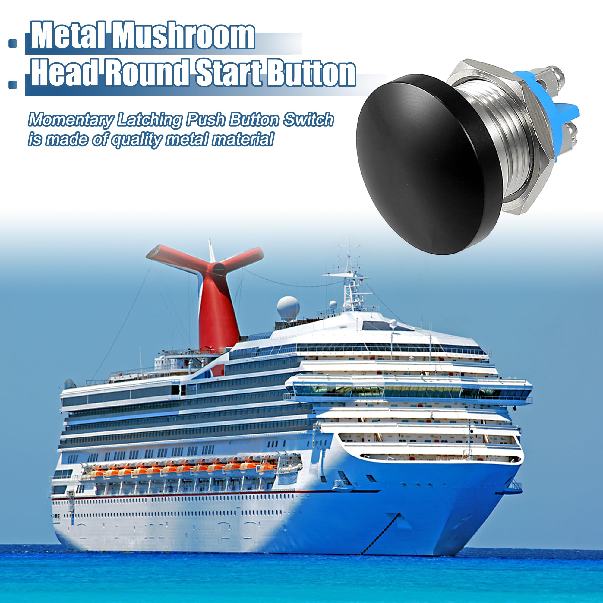 5Pcs Hi Quality 10A 250V AC SPST 2 Pins Push Button Power Switch KDC-A04-88 TUV