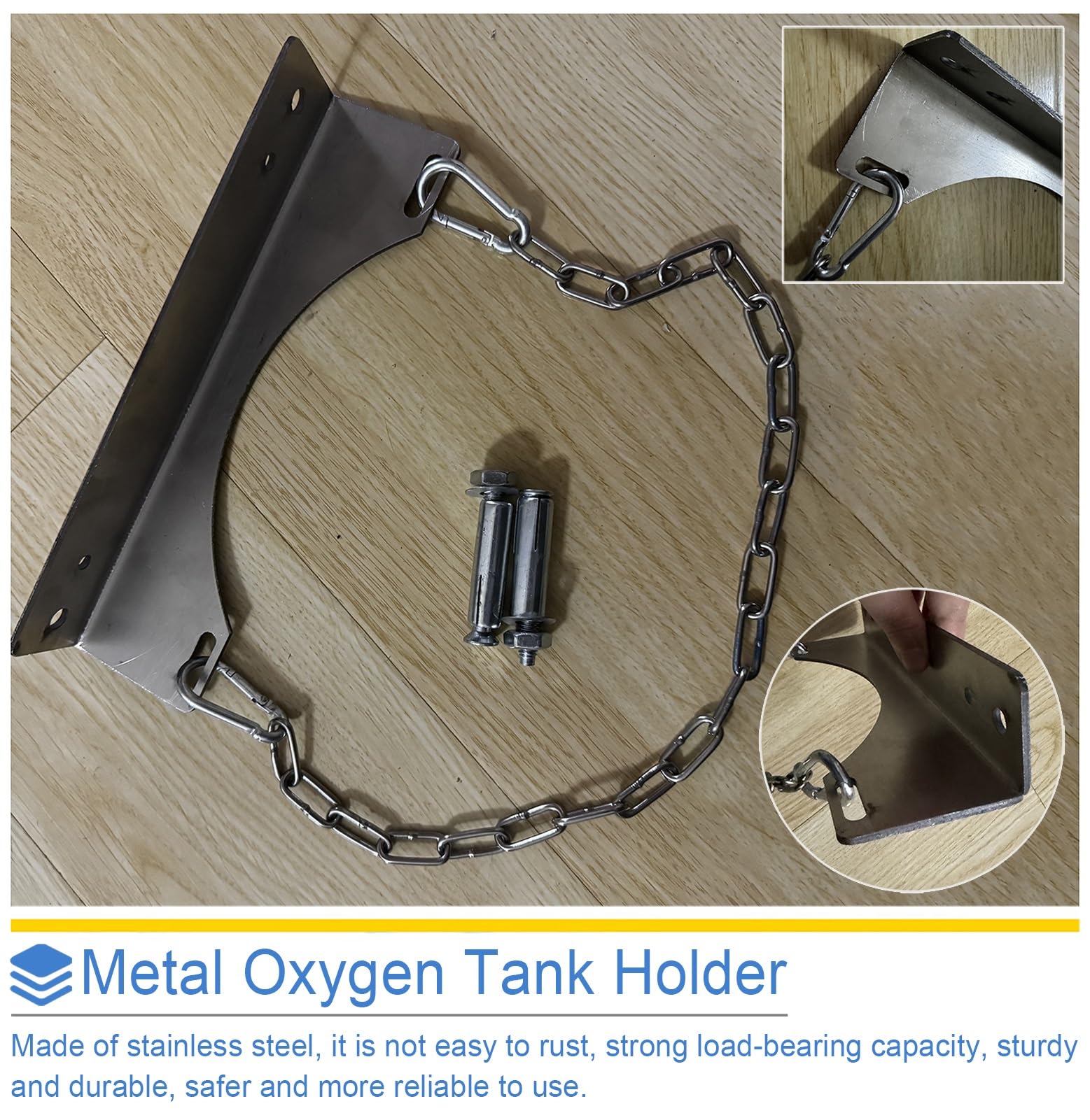 Soporte para Botella de Oxígeno Soporte para Bombona de Oxígeno de Plata Acero Inoxidable, Soporte para Bombona de Gas con Tornillos de Fijación, Estante Fijo para Almacenar Bombonas de Gas para Fábri