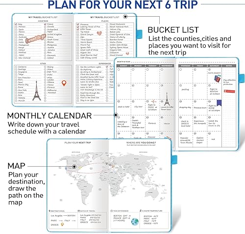 Miniatura 3 de JUBTIC Diario de viaje, planificador de vacaciones con lista de embalaje, planificador de viaje de tamaño grande (7 x 10 pulgadas), diario de