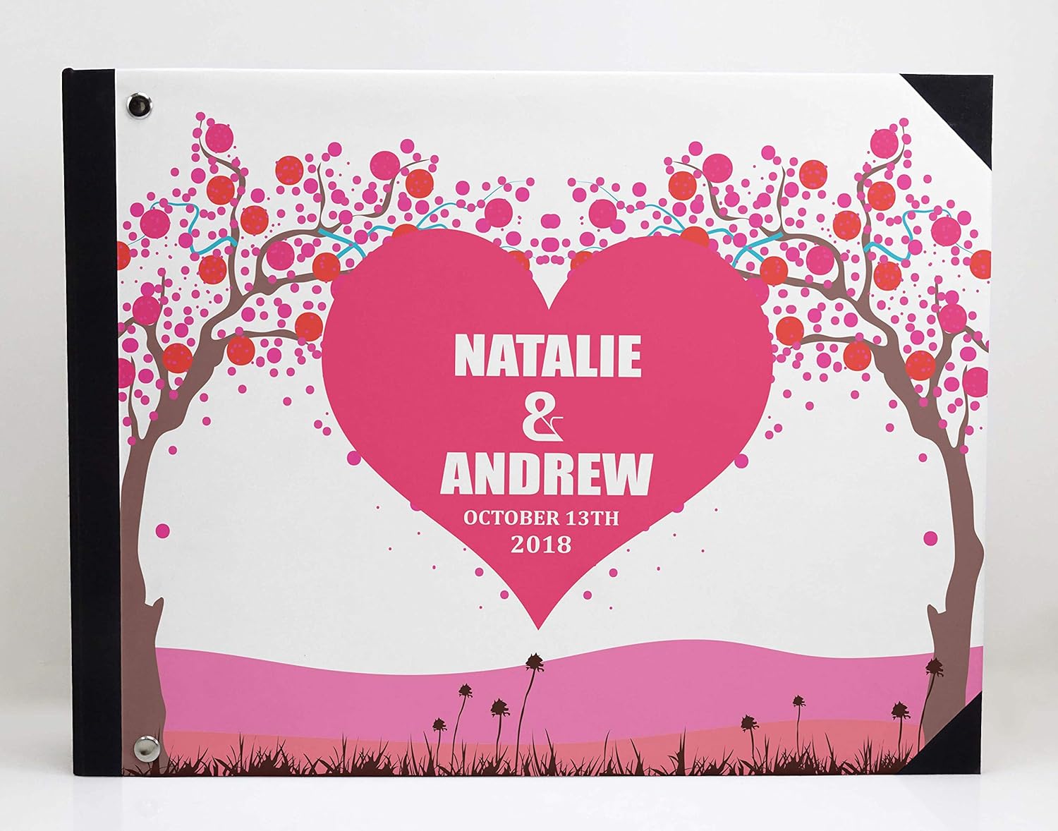 Darling Souvenir Pink Tree Hardbound Cover Printed Anniversary Wedding Guestbook Scrap Book-9 x 12 Inches