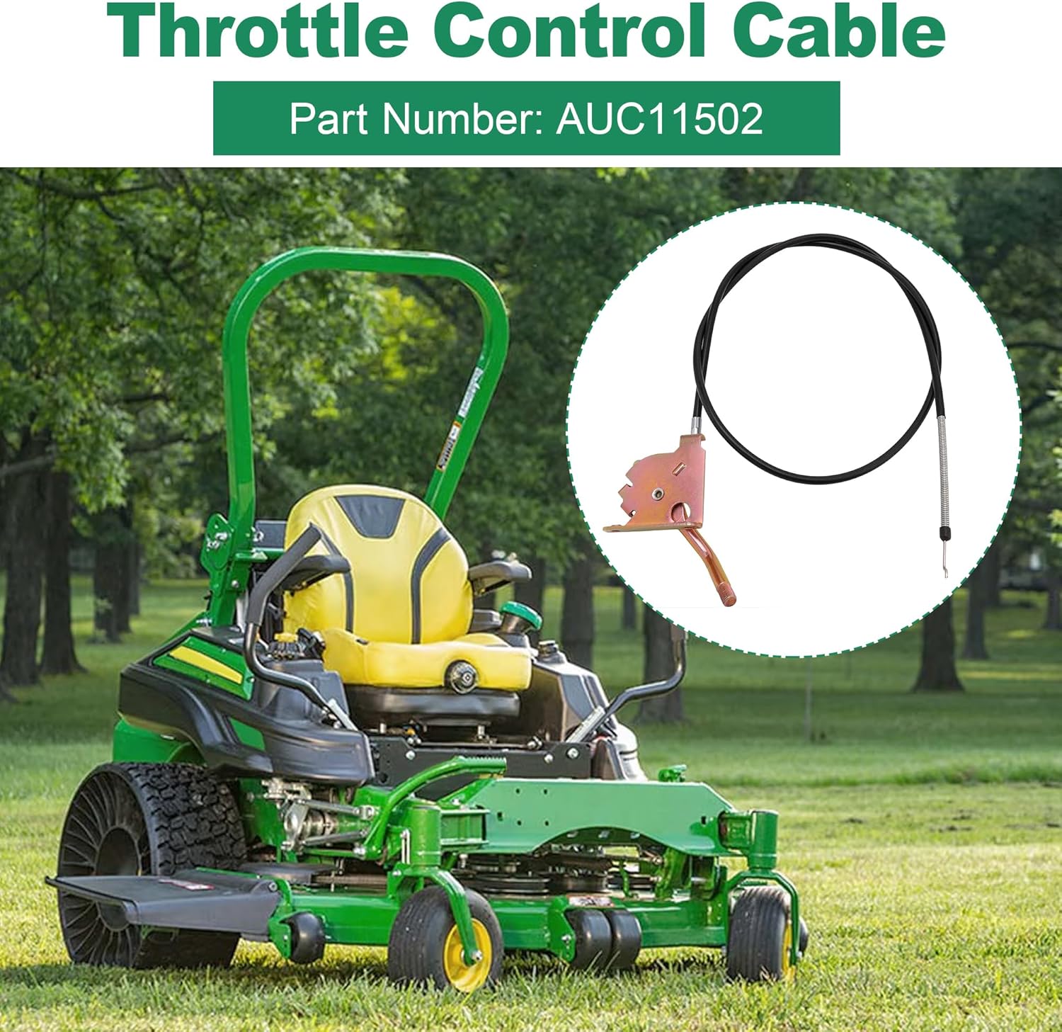 Throttle Control Cable AUC11502 Compatible with John Deere Z860A Z960M Z960R Z960A Z970A Ztrak Lawn Mowers