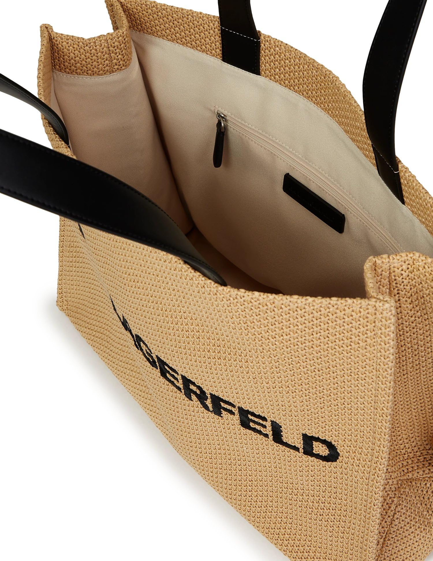 KARL LAGERFELD Bolsa de playa tejida cuadrada grande con logotipo