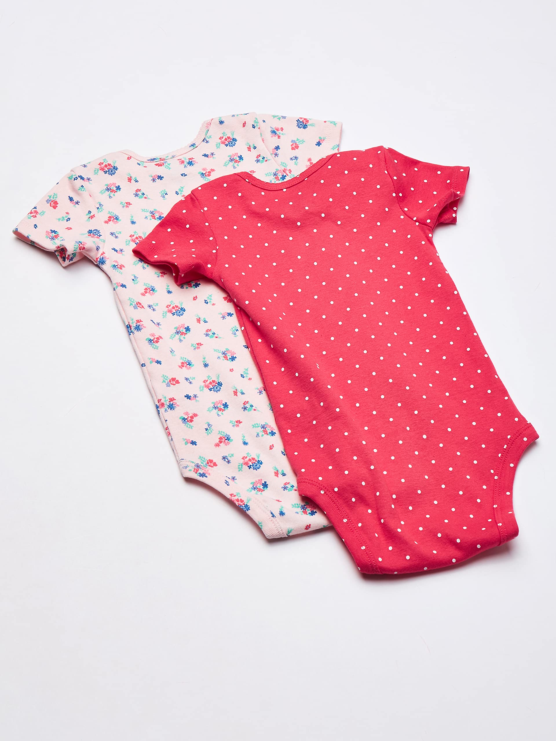 Carter's Baby Girls' 8 Pack Short Sleeve Bodysuits, Floral dot, 6 Months