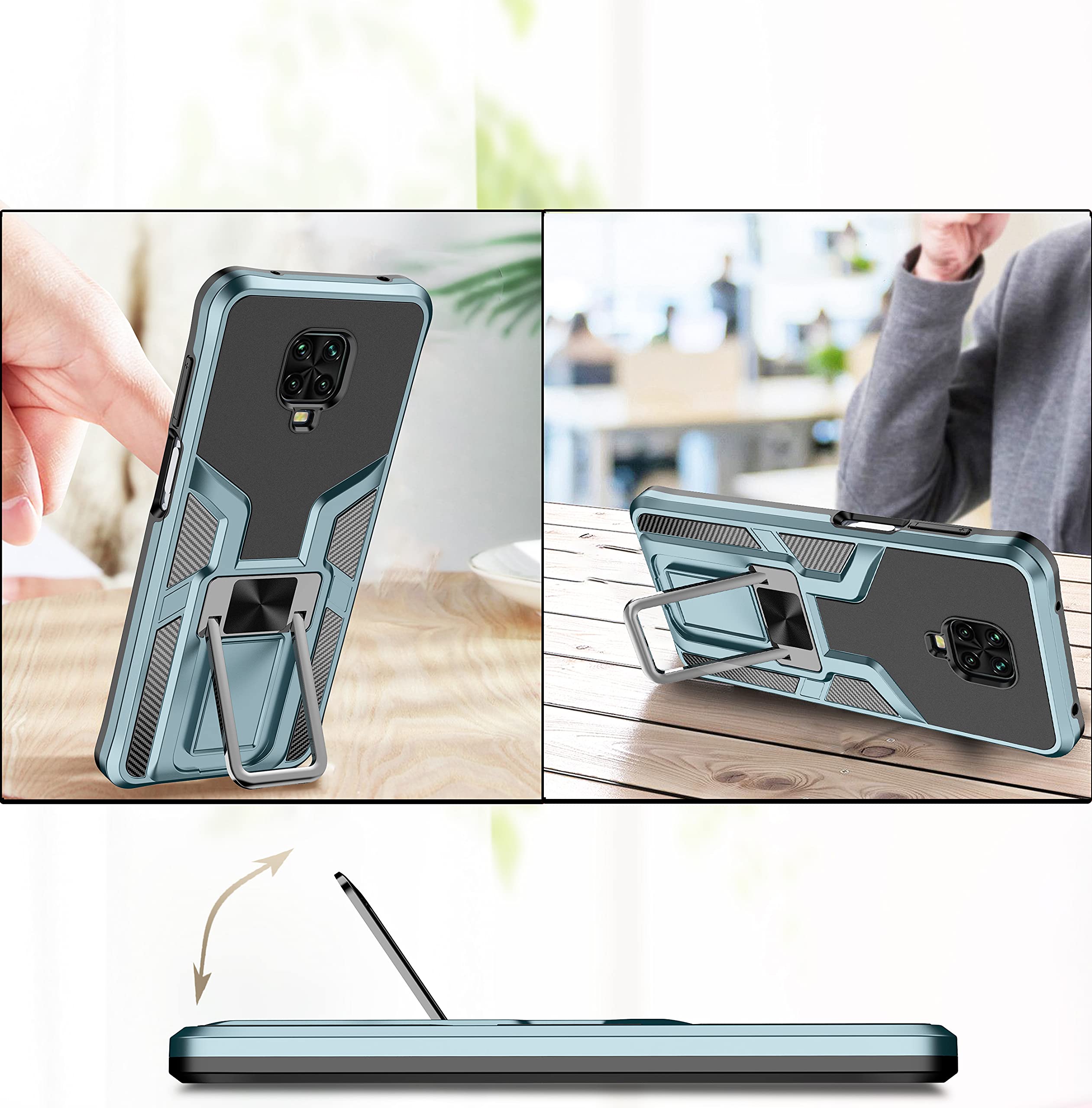 SORAKA Cover Robusta Per Xiaomi Redmi Note 13 4G: Custodia Antiurto Con Anello Metallico E Supporto Magnetico Per Auto