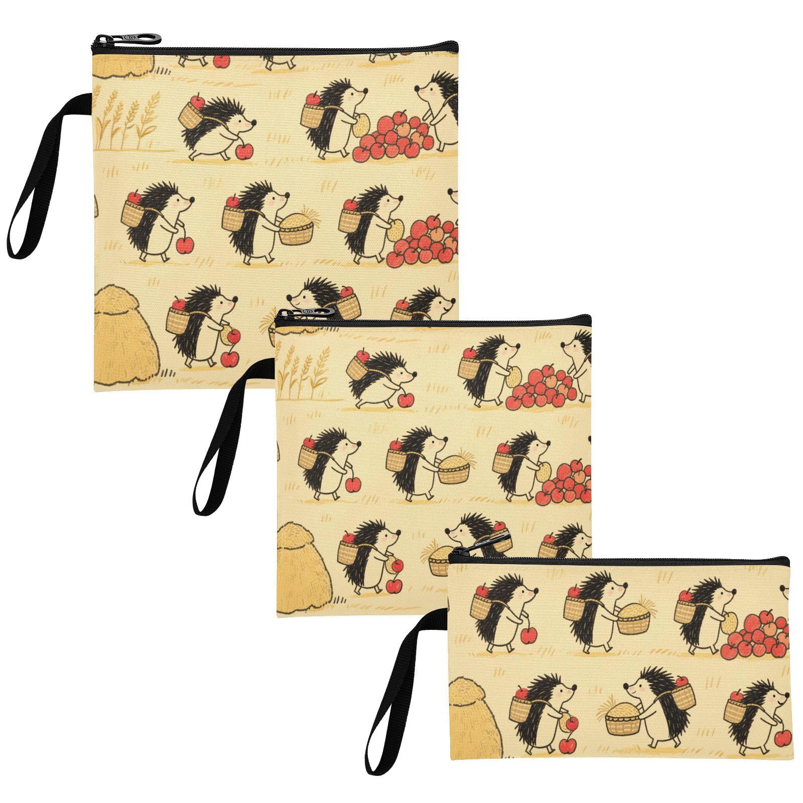 Harvest Fall Hedgehog Fruit 3 pack Reusable Sandwich and Snack Bags Waterproof Emergency Food Bag for Kids Students Adults Food