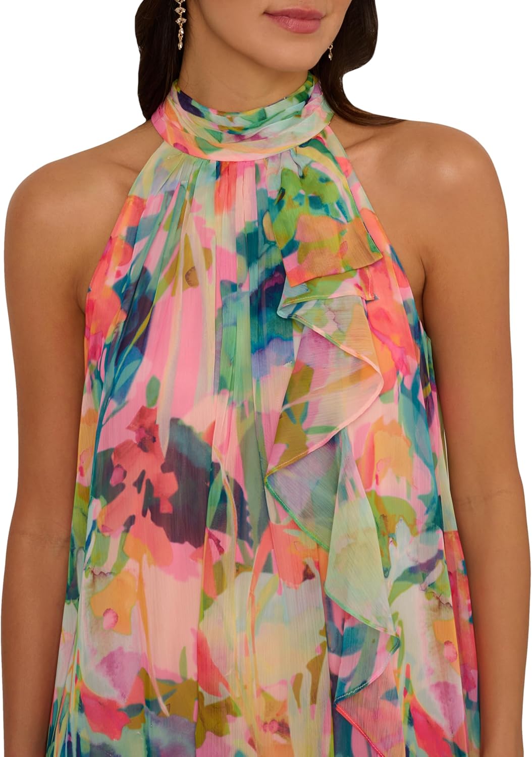 Adrianna Papell Print Chiffon Trapeze Dress, Pink Multi