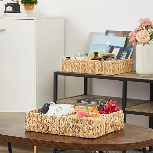 Miniatura 7 de Vagusicc Cesta de almacenamiento dividida de mimbre, cestas de mimbre de jacinto de agua tejidas a mano, cesta para organización de cajones, cestas