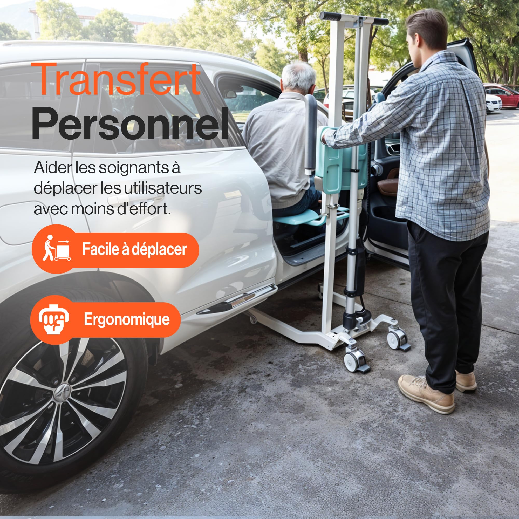SuperHandy GoRise Élévateur électrique au Sol – Capacité de 227 kg, Assistance à la Verticale, Portable, réglable, Ergonomique, Rangement Facile, en Attente de Brevet (TX (Lève-Transfert))