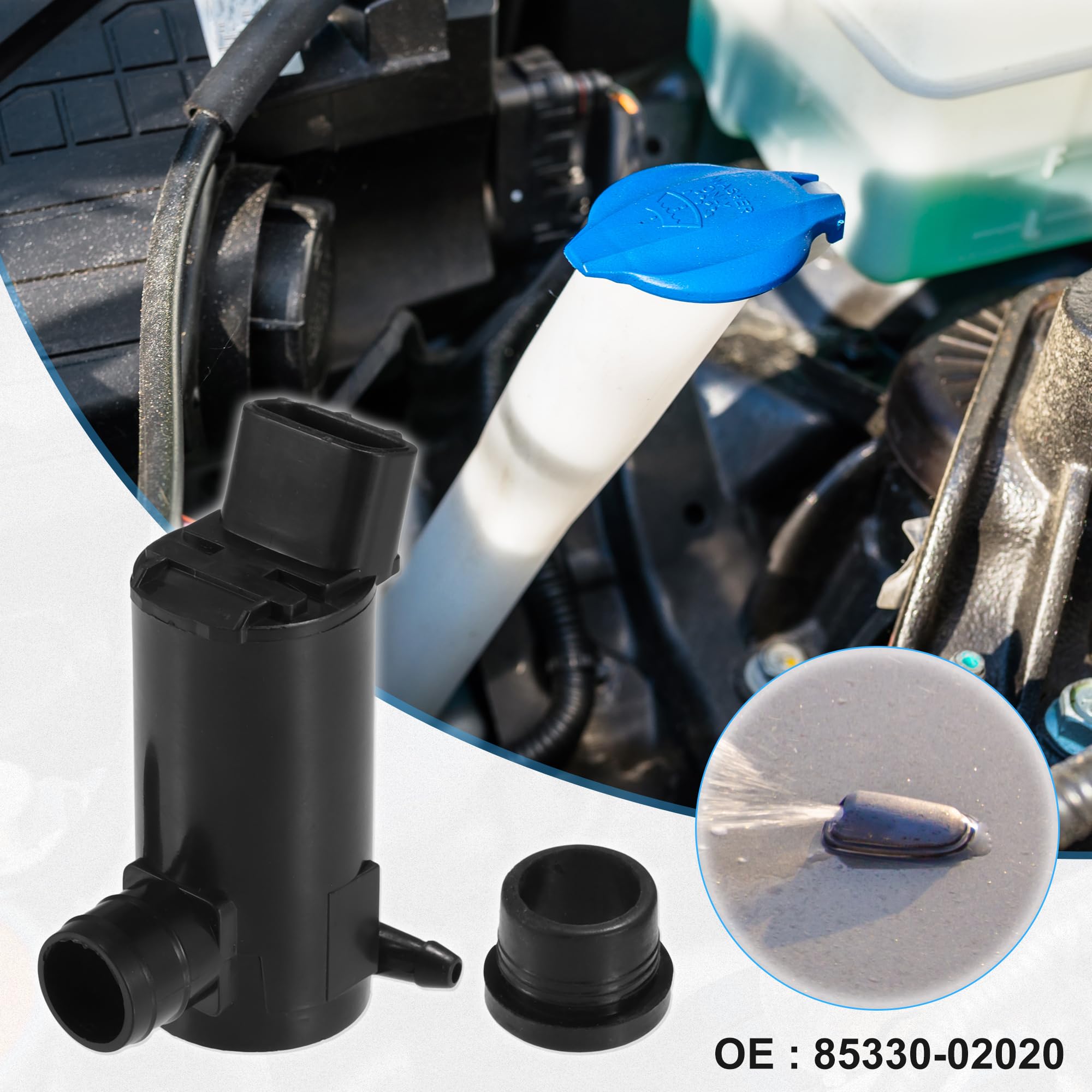 ACROPIX Windshield Washer Pump Replacement For Toyota Camry RAV4 1992-2006 - OEM 85330-02020 Compatible