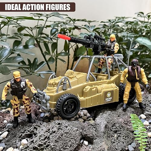 Miniatura 2 de Juego de juguetes militares, juego de juguetes de base militar, figuras de acción de soldados de juguete, tanque de juguete mini helicóptero con